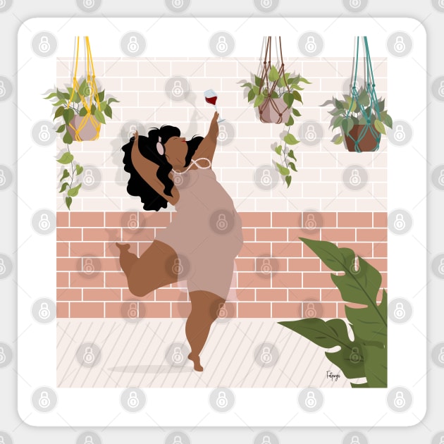 Drink wine and dance Sticker by Fatpings Studio